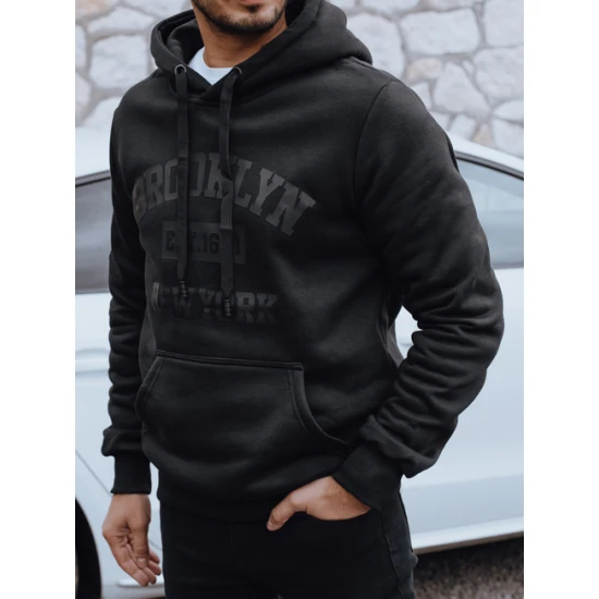 Vīriešu melns džemperis Bruklinā Džemperi ar uzrakstiem