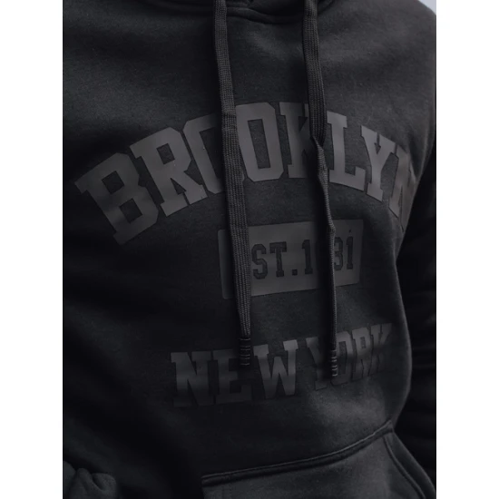Vīriešu melns džemperis Bruklinā Džemperi ar uzrakstiem