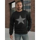 Vīriešu melns džemperis ar kapuci Star Džemperi ar uzrakstiem