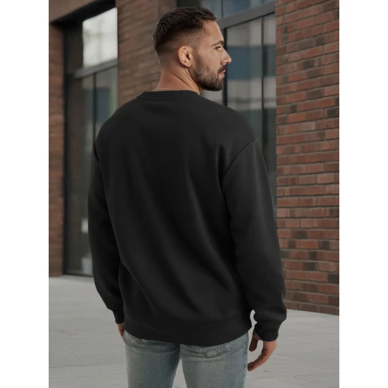 Vīriešu melns džemperis ar kapuci Star Džemperi ar uzrakstiem