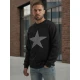 Vīriešu melns džemperis ar kapuci Star Džemperi ar uzrakstiem