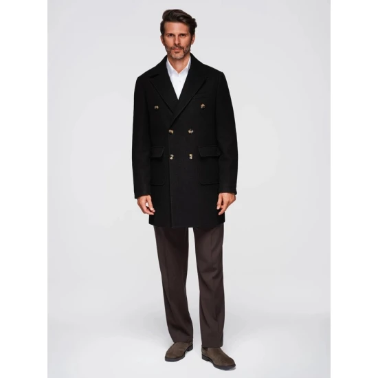 Vīriešu melnais mētelis Elegantens Mēteļi