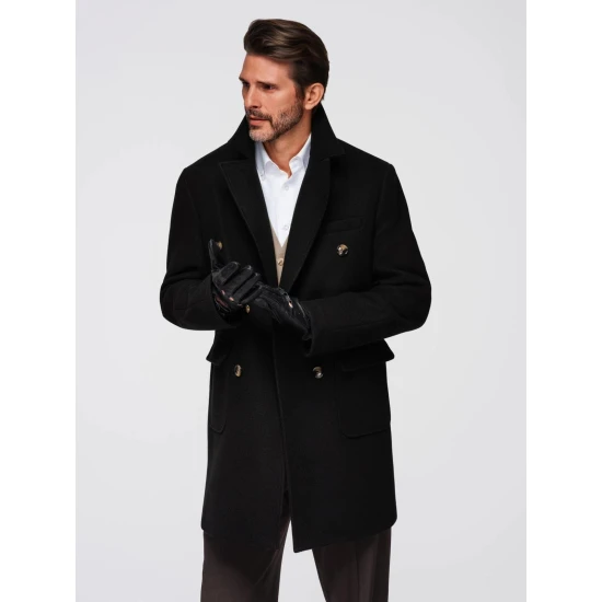 Vīriešu melnais mētelis Elegantens Mēteļi