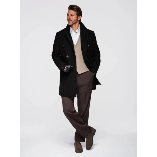 Vīriešu melnais mētelis Elegantens Mēteļi