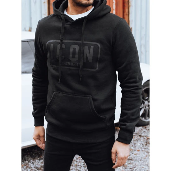 Vīriešu melns siltināts džemperis Icon Džemperi ar uzrakstiem