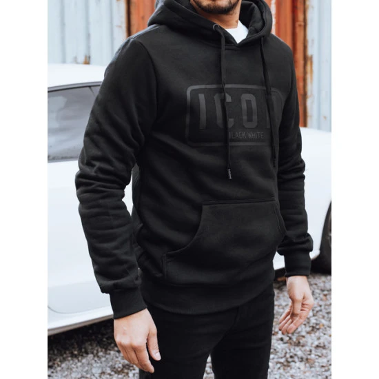 Vīriešu melns siltināts džemperis Icon Džemperi ar uzrakstiem