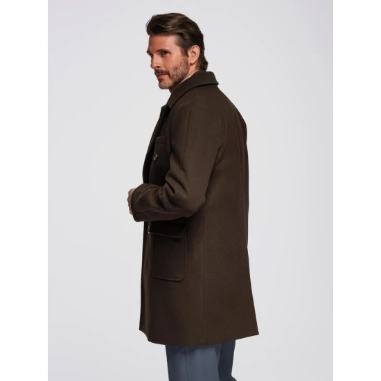 Vīrišķīgs tumši brūns mētelis Elegantās Mēteļi