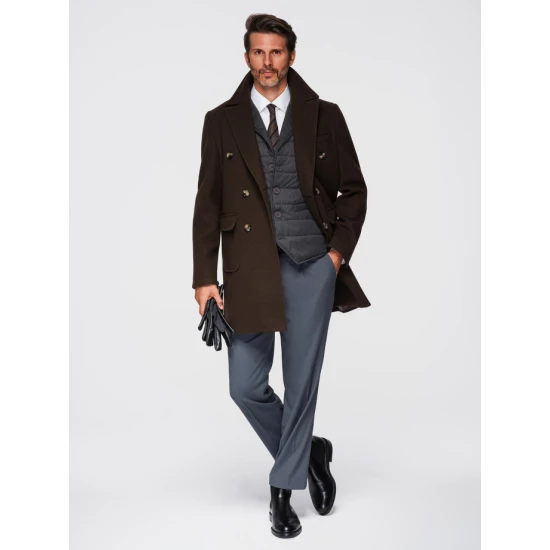 Vīrišķīgs tumši brūns mētelis Elegantās Mēteļi