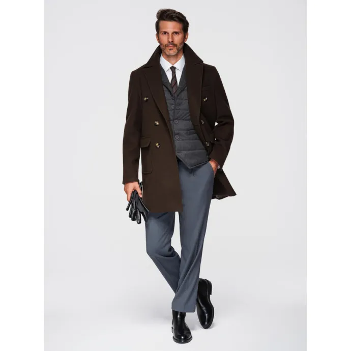 Vīrišķīgs tumši brūns mētelis Elegantās Mēteļi