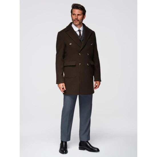 Vīrišķīgs tumši brūns mētelis Elegantās Mēteļi