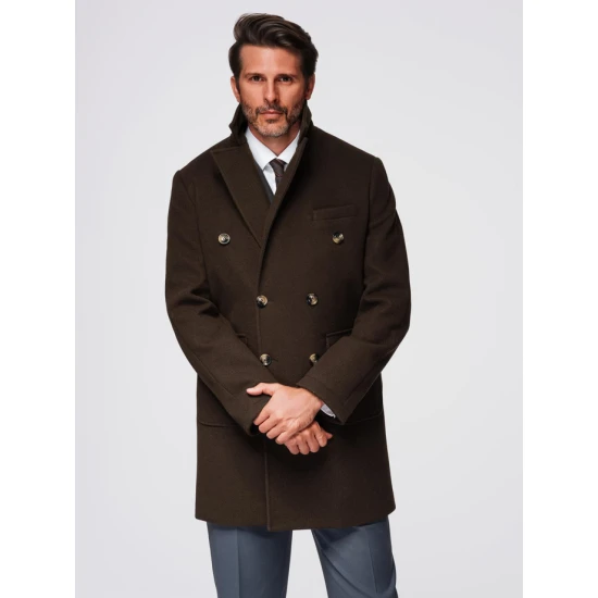 Vīrišķīgs tumši brūns mētelis Elegantās Mēteļi