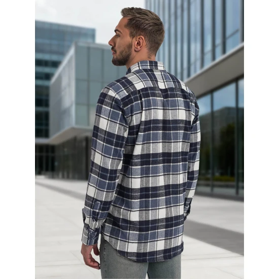 Vīriešu tumši zils rūtains krekls Marino Krekli