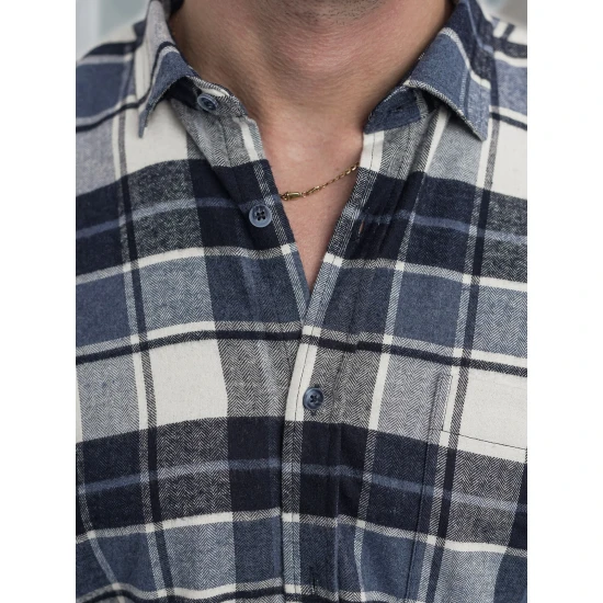 Vīriešu tumši zils rūtains krekls Marino Krekli