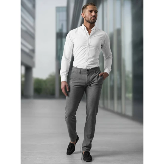Vīriešu tumši pelēkas chino bikses Reno Klasiskās bikses