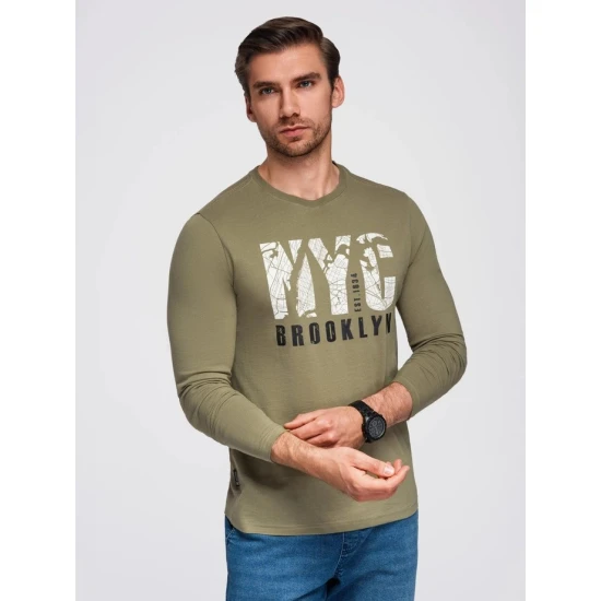 Vīriešu haki krekls ar garām piedurknēm Nyc Blūzes