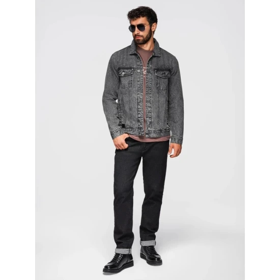 Vīriešu tumši pelēka džinsa jaka Auger Rudens/Pavasaris