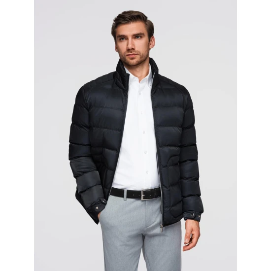 Vīriešu stepēta melna jaka Wudi Ziemas jakas