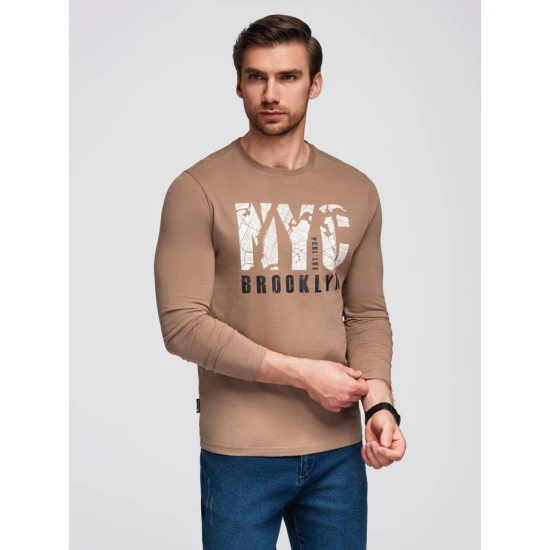 Brūns vīriešu krekls ar garām piedurknēm Nyc Blūzes