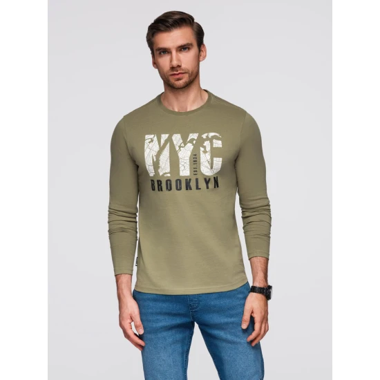 Vīriešu haki krekls ar garām piedurknēm Nyc Blūzes