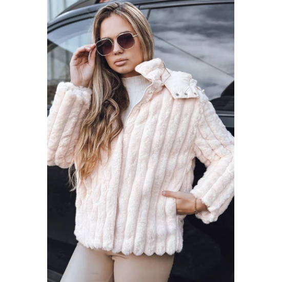 Sieviešu brūna kažokādas jaka ar kapuci Marly Sieviešu jakas