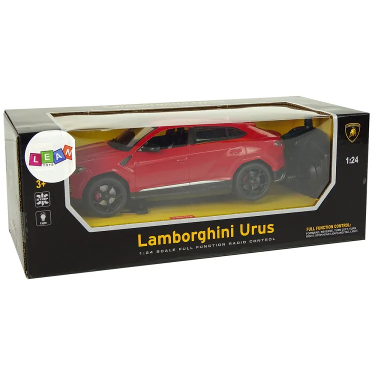 Automobiļu R/C 1:24 Lamborghini Urus Red 2.4 G lukturi Radio vadāmās rotaļlietas