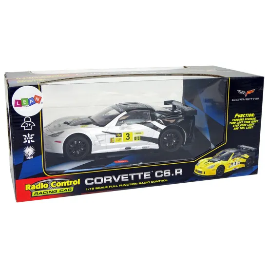 Sacīkšu sporta auto R/C 1:18 Corvette C6.R balts 2.4 G lukturi Radio vadāmās rotaļlietas