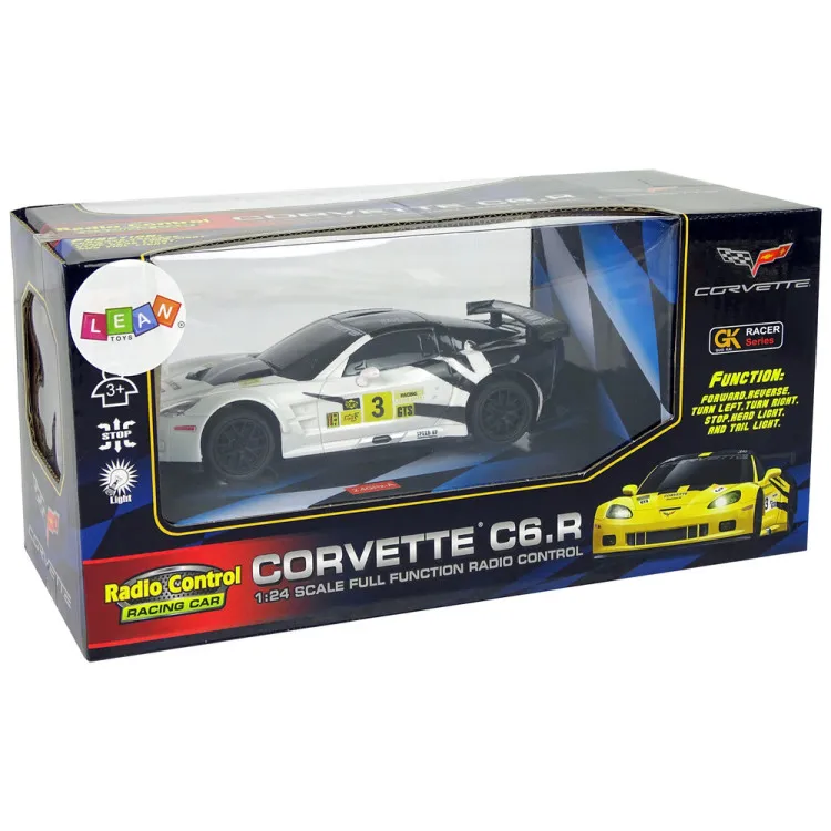 Sporta auto R/C 1:24 Corvette C6.R balts 2.4 G lukturi Radio vadāmās rotaļlietas