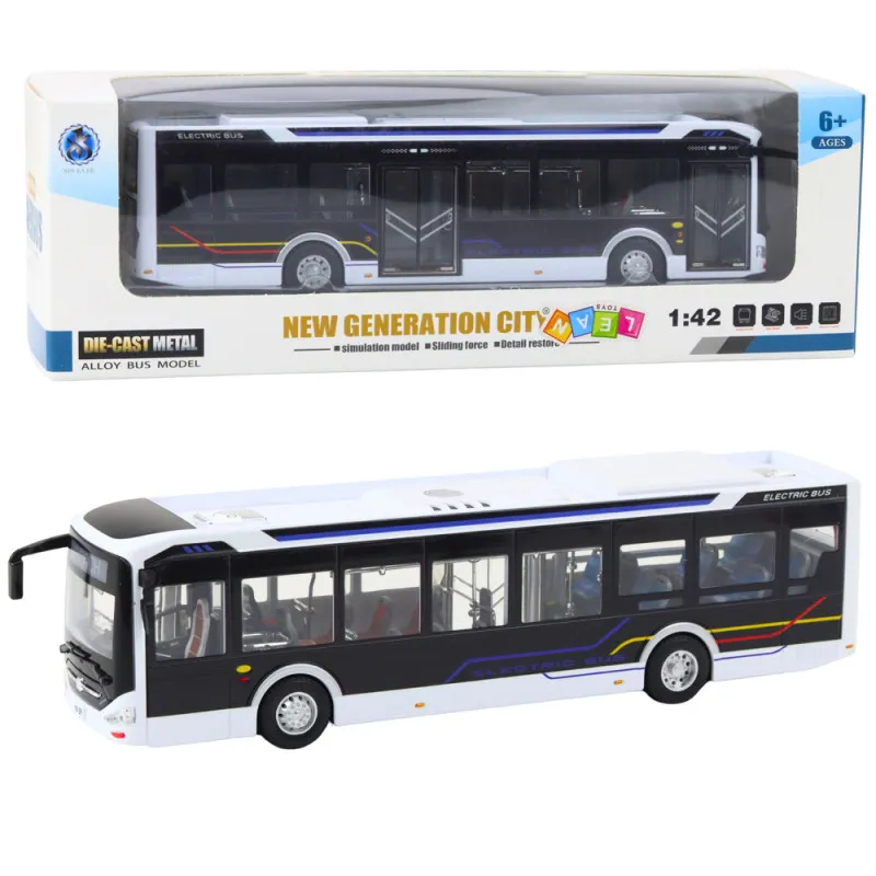 Balts autobuss ar skaņas un gaismas efektu Autobusi
