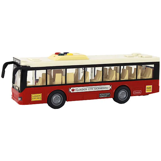 Sarkans autobuss ar gaismas un skaņas efektiem Autobusi