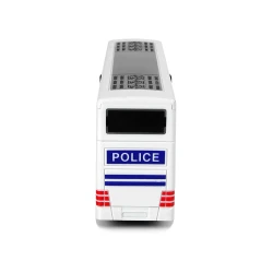 Balts divstāvu policijas autobuss