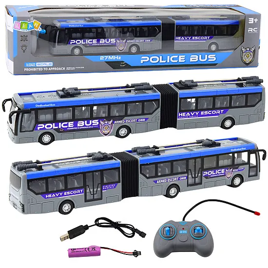Pilkas policijos autobusas valdomas pultu Tarnybiniai automobiliai
