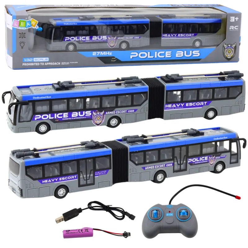 Pelēks policijas autobuss, ko vada ar tālvadības pulti Uzņēmuma automašīnas
