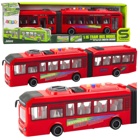 Sarkans autobuss ar gaismas un skaņas efektiem Autobusi