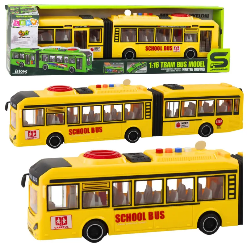 Dzeltens skolas autobuss ar gaismas un skaņas efektiem Autobusi