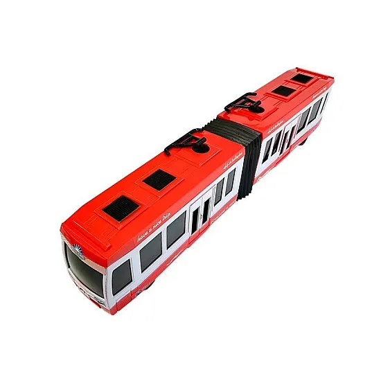 Raudonas šarnyrinis autobusas su trinties pavara Autobusai