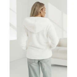 Sieviešu balts džemperis ar kapuci Mona