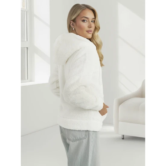 Sieviešu balts džemperis ar kapuci Mona Džemperi ar kapuci