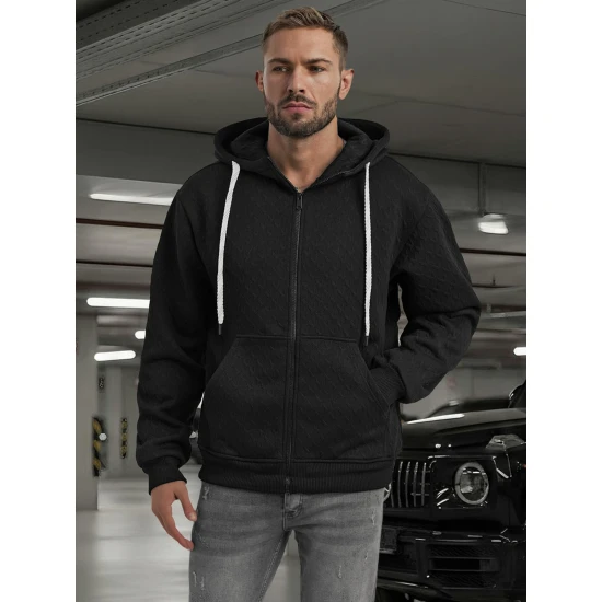 Vīriešu melns svīteris ar kapuci Sport Džemperi ar kapuci