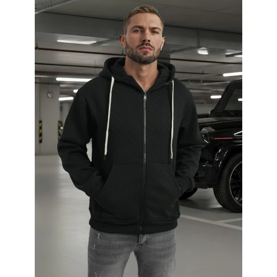 Vīriešu melns svīteris ar kapuci Sport Džemperi ar kapuci