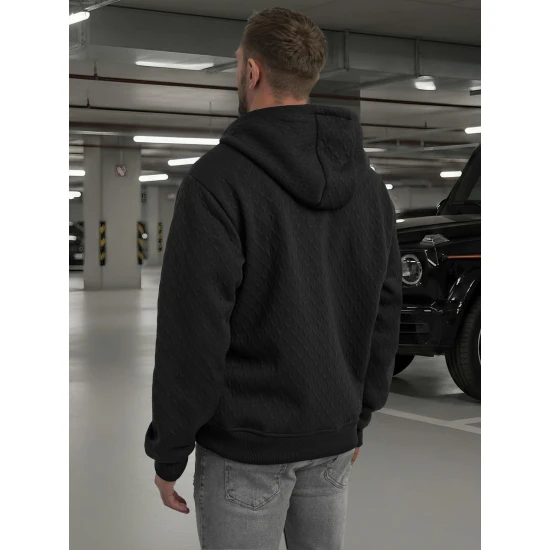 Vīriešu melns svīteris ar kapuci Sport Džemperi ar kapuci