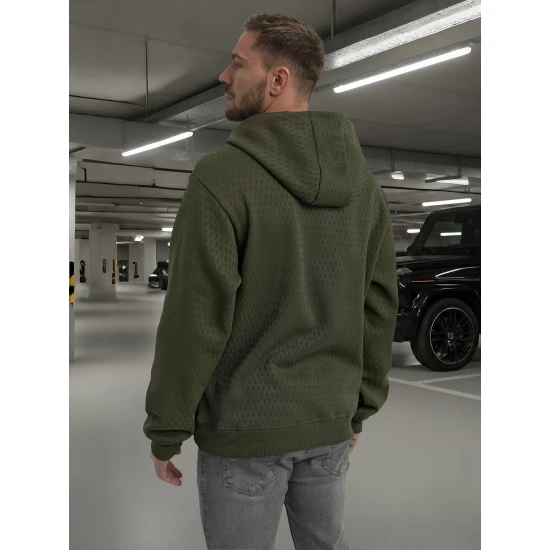 Vīriešu haki krāsas džemperis ar kapuci Carla Džemperi ar kapuci