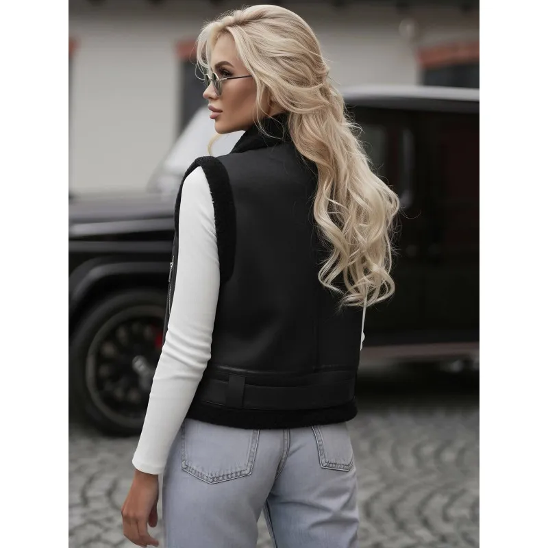 Sieviešu melna ādas jaka Pixel Sieviešu vestes