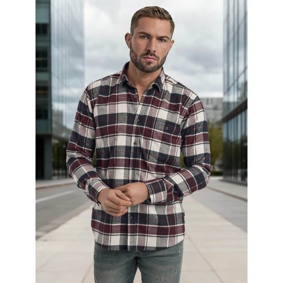 Vīriešu bordo krāsas rūtains krekls Marino Krekli