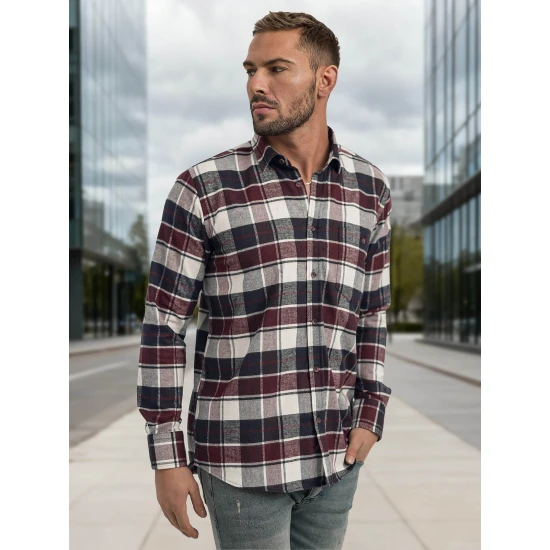Vīriešu bordo krāsas rūtains krekls Marino Krekli