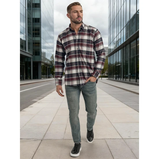 Vīriešu bordo krāsas rūtains krekls Marino Krekli