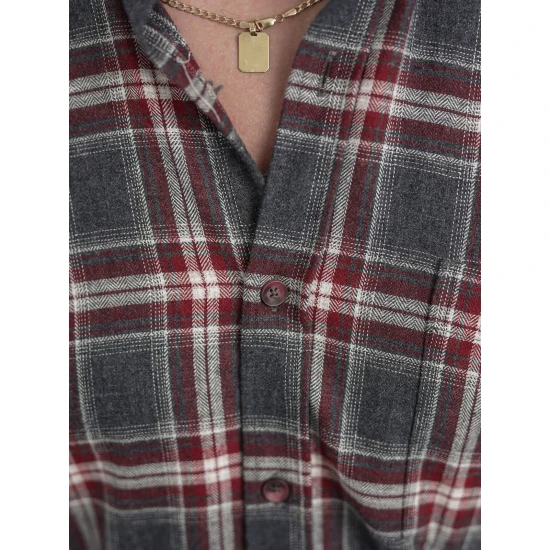 Vīriešu bordo un pelēks rūtains krekls Marino Krekli