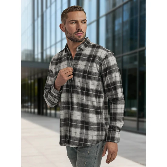 Vīriešu pelēks rūtains krekls Marino Krekli