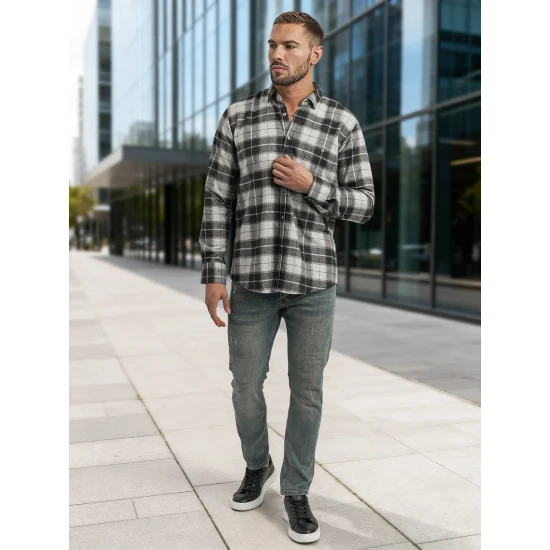 Vīriešu pelēks rūtains krekls Marino Krekli