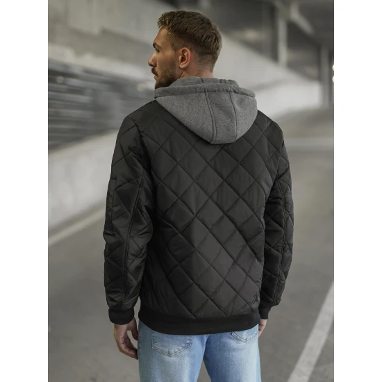 Melna vīriešu jaka ar kapuci Lator JS/8M986/392