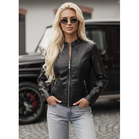 Sieviešu melna ādas jaka Emeli Jakas